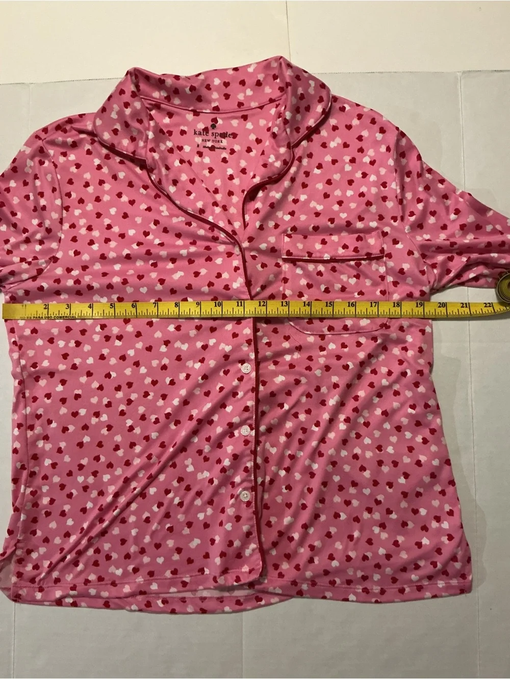 Kate Spade Pajama Set Heart Print Button-Down Top and Long Pants